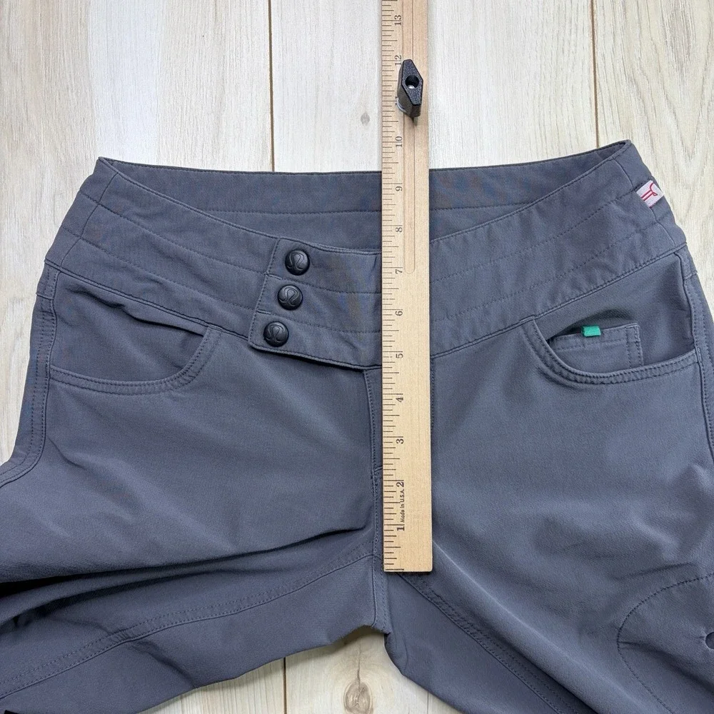 Lululemon Athletica Hiking Pants Womens 6 Gray Stretch Triple Snap Waist Outdoor